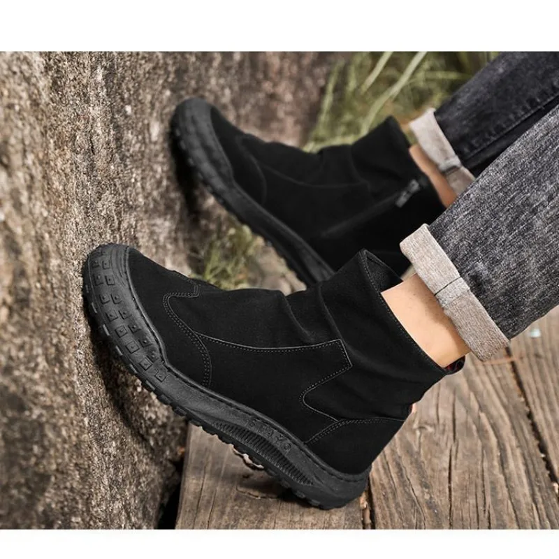 Men's High-Top Hiking Shoes for Climbing king Travel Anti-Slip Wear-Resistant Thick Bottom Casual Labor  Footwear
