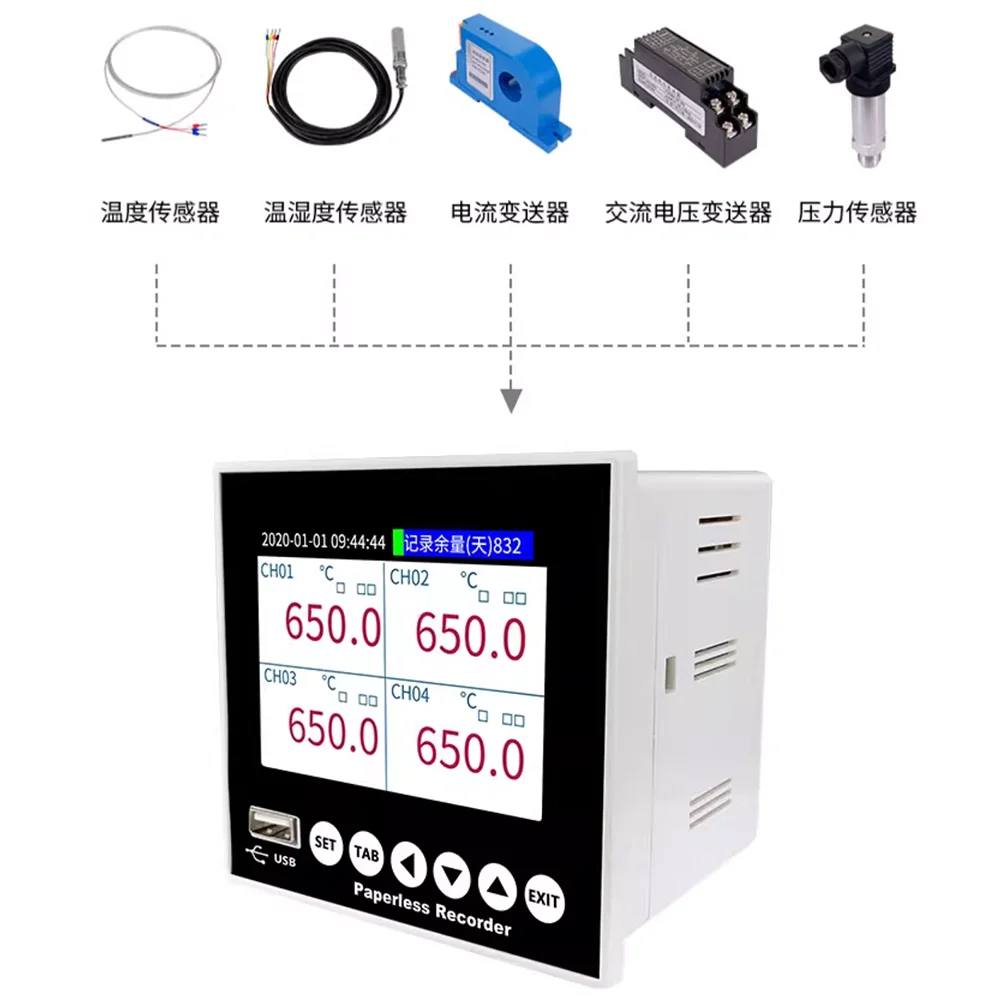 1 channel to 12 channels data logger touch screen Paperless recorder industrial grade multi-channel inspection instrument