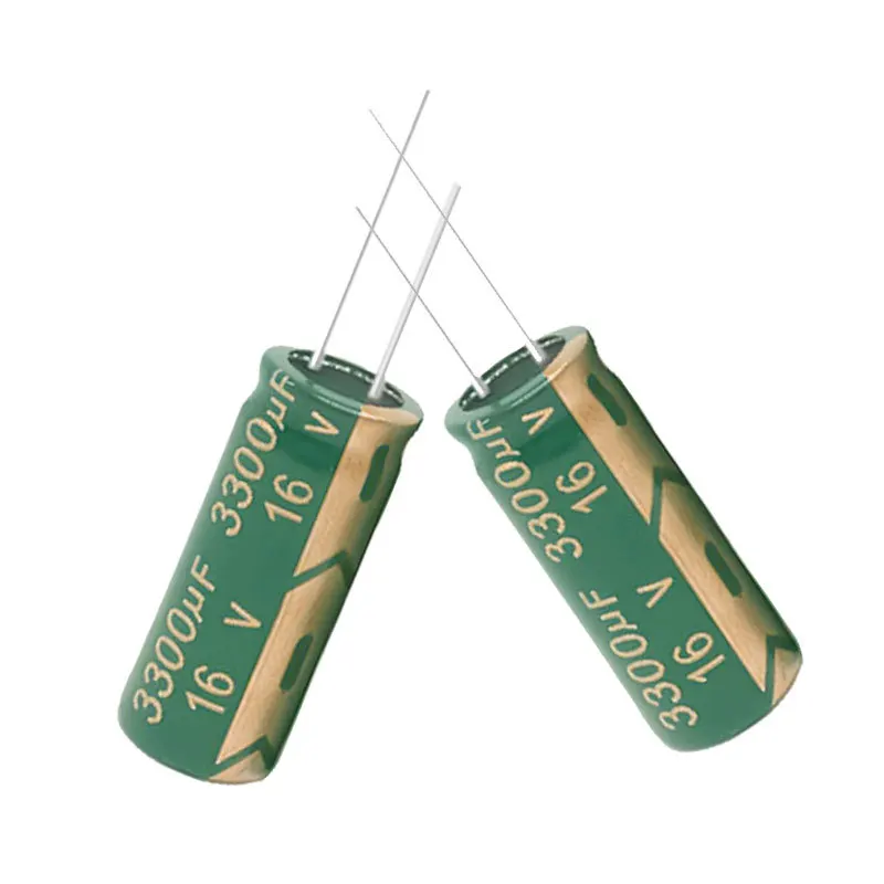 10pcs Green gold high-frequency low resistance 16V3300UF 10*25mm directly inserted aluminum electrolytic capacitor 3300UF/16V