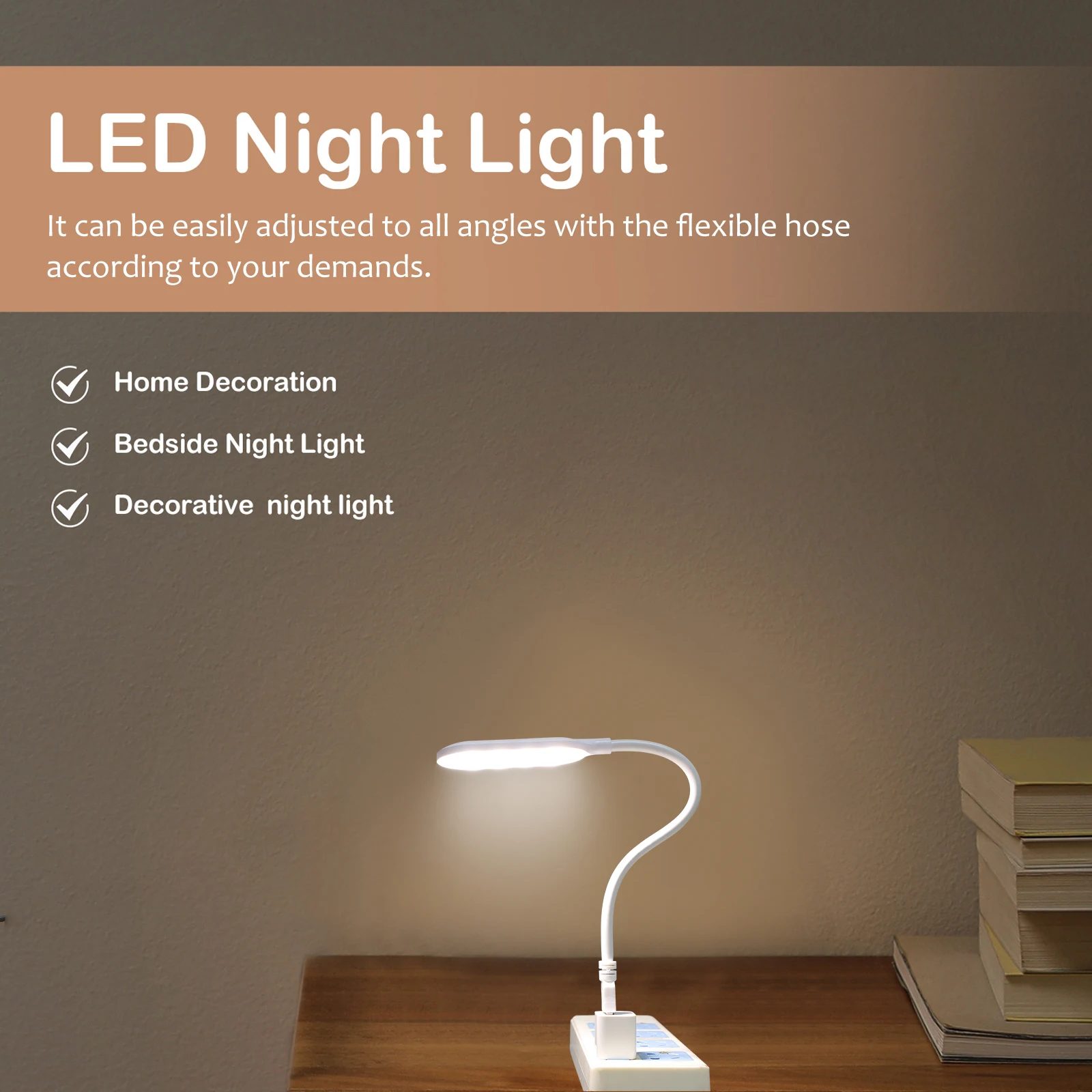 20Led USB 読書ランプ柔軟なグースネック明るいベッドサイドナイト家庭用寮のラップトップライト耐久性のある長期的な