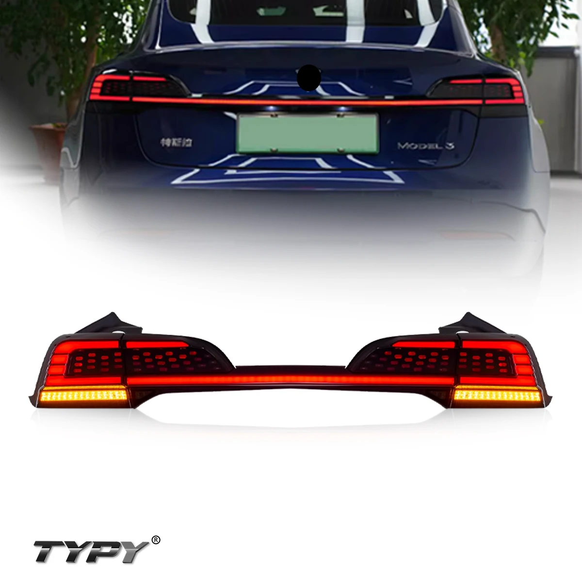 

TYPY New LED Taillight Upgrade Modified Full Taillight Auto Parts For Tesla Model 3 2019-2022 Dynamic Turn Signal