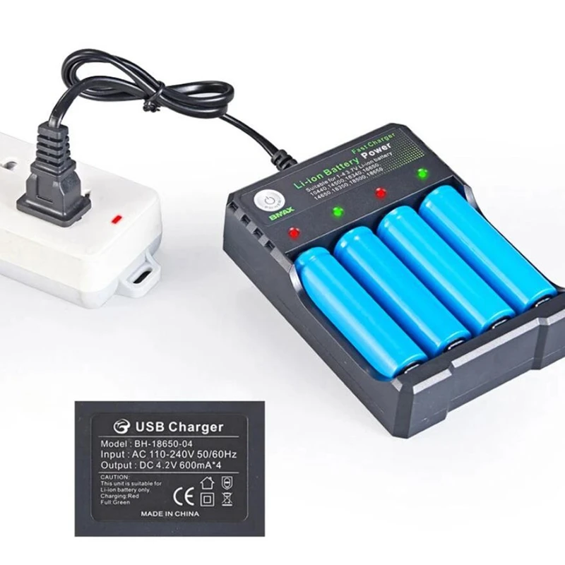 18650 Battery Charger Black  AC 110V 220V Dual For 18650 Charging 3.7V Rechargeable Lithium Battery Charger