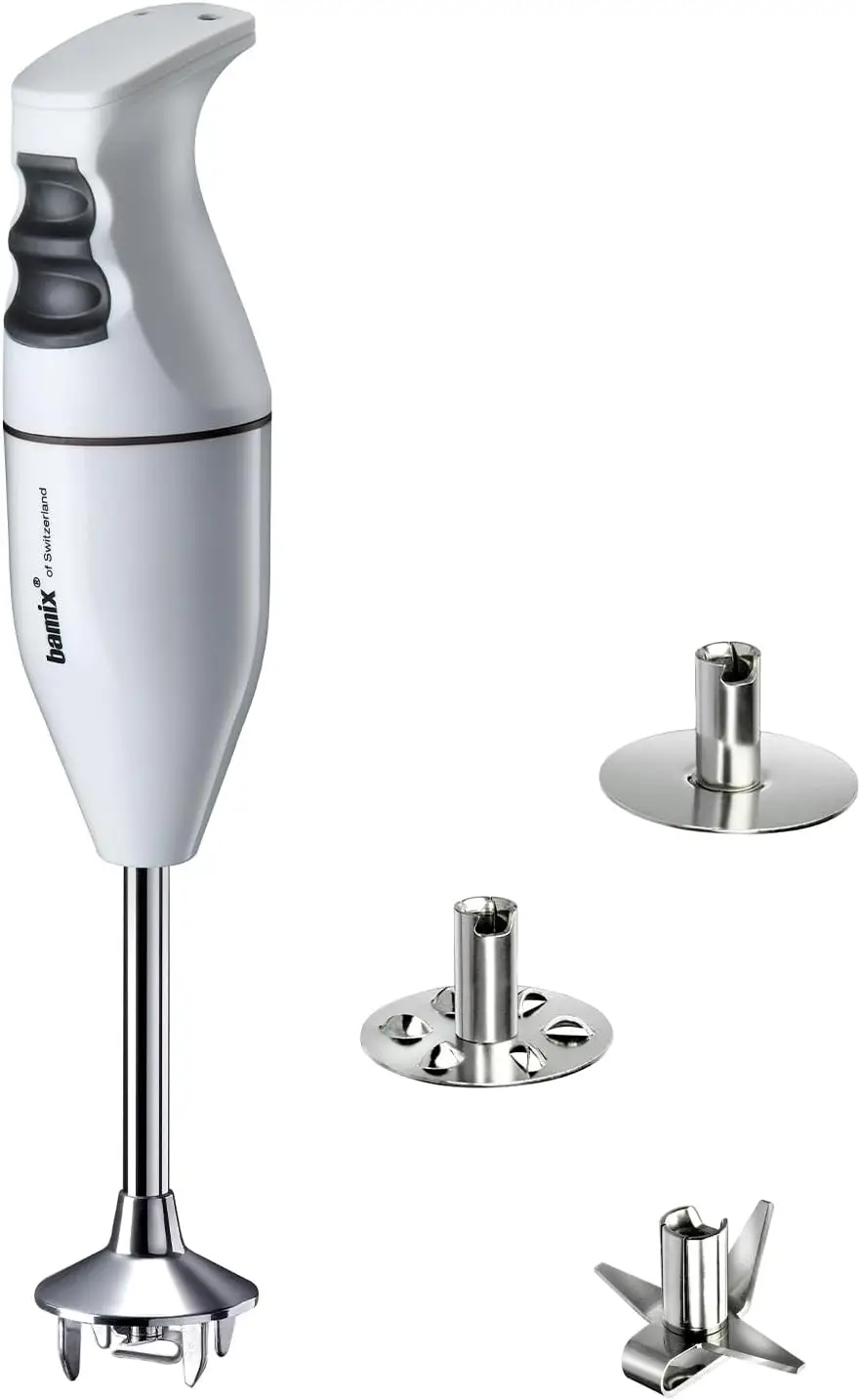 150W 2-Speed Immersion Blender with 3 Attachments for Soups, Smoothies & More - White