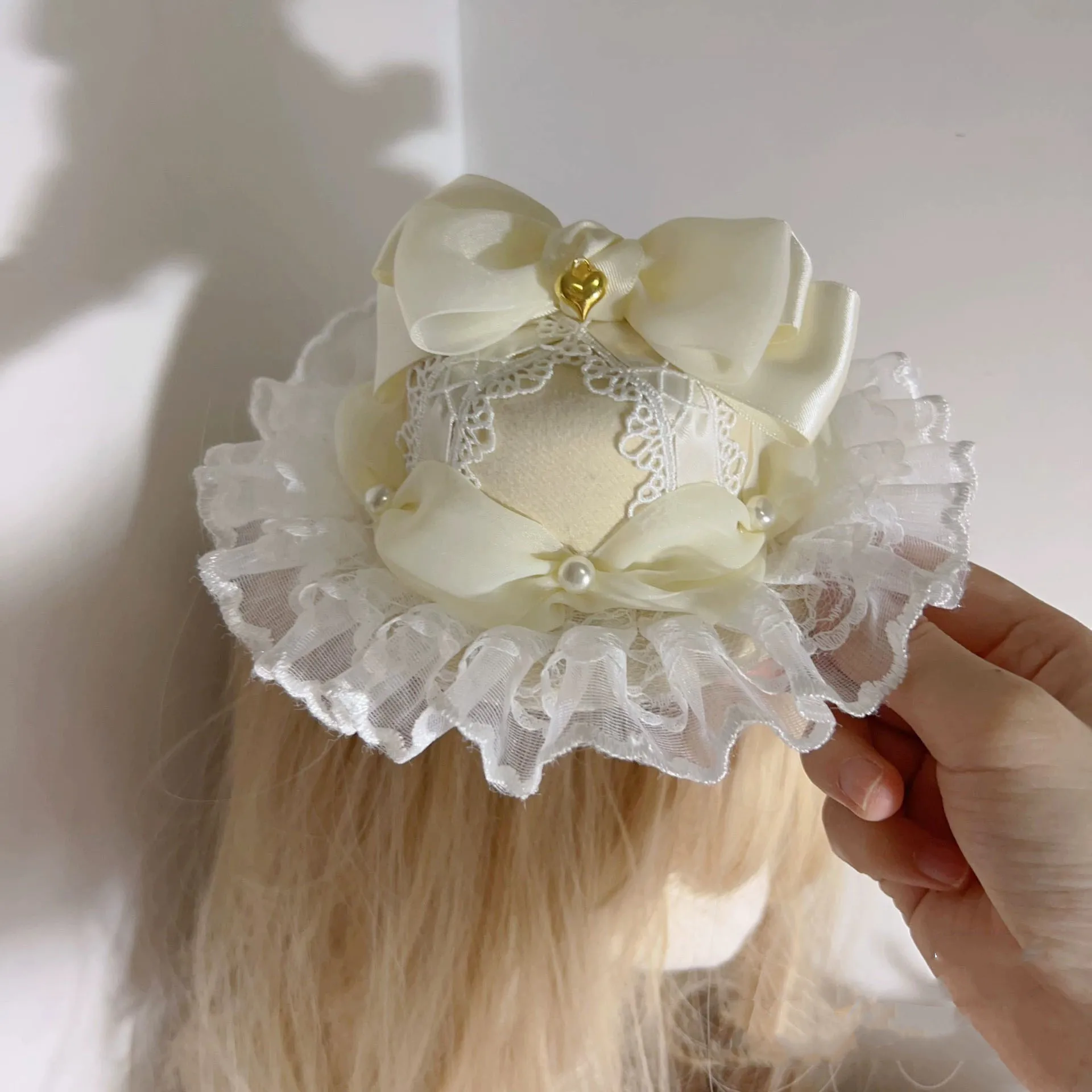 Hand-made women hat top hats cream cake flowers and pearl box hat free shipping