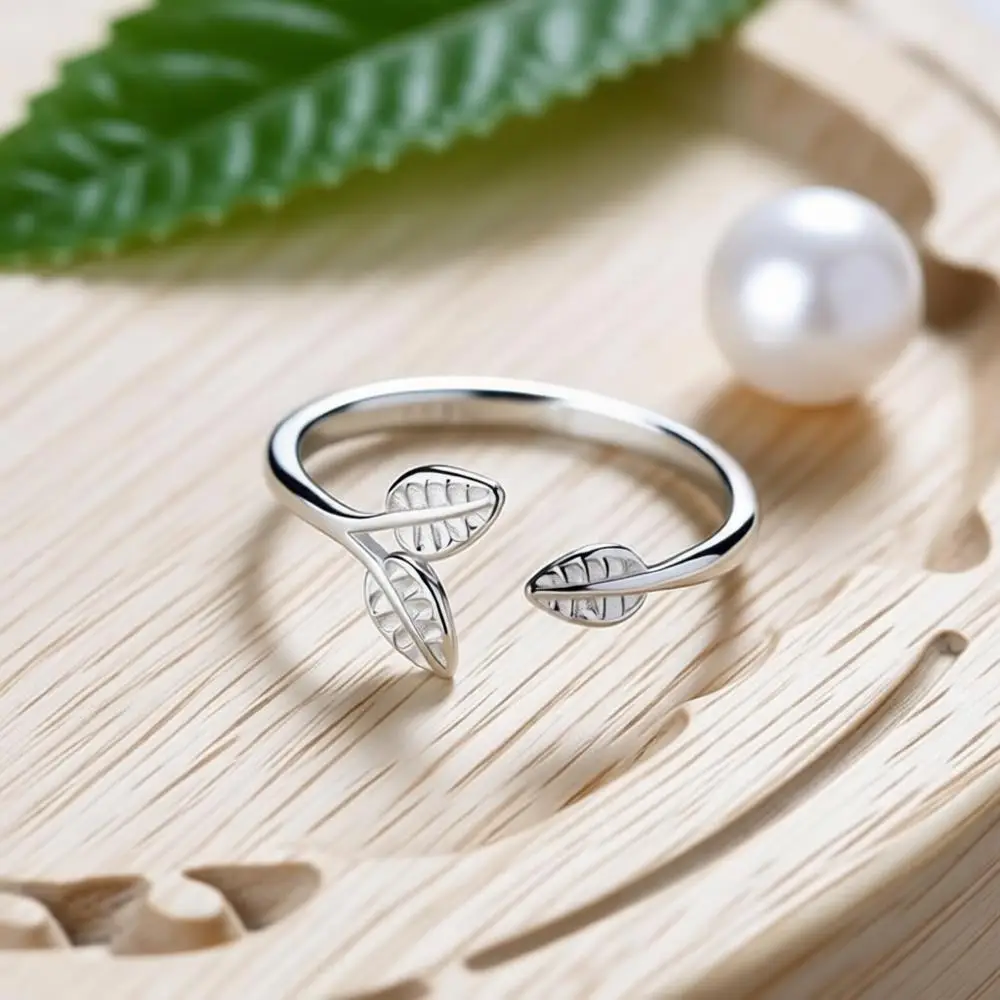 Simple 925 Sterling Silver Tree Leaf Metal Open Adjustable Finger Rings For Women Girls Anniversary Party Fashion Jewelry Gifts