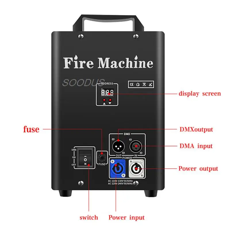 100W Flame Projector Stage Fire Flame Machine Dmx Instant Stop Device Stage Flame Thrower For Outdoor Event Dj with Safe Channel