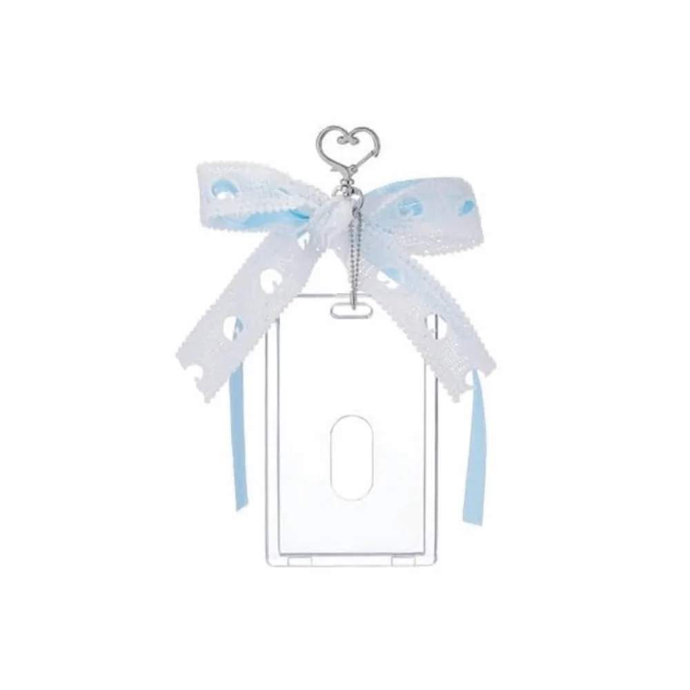 Stylish INS Style Traffic Card Cover Silk Bow Decorative Cute Photocard Holder Acrylic Protective Photos Bag Charm Keychain