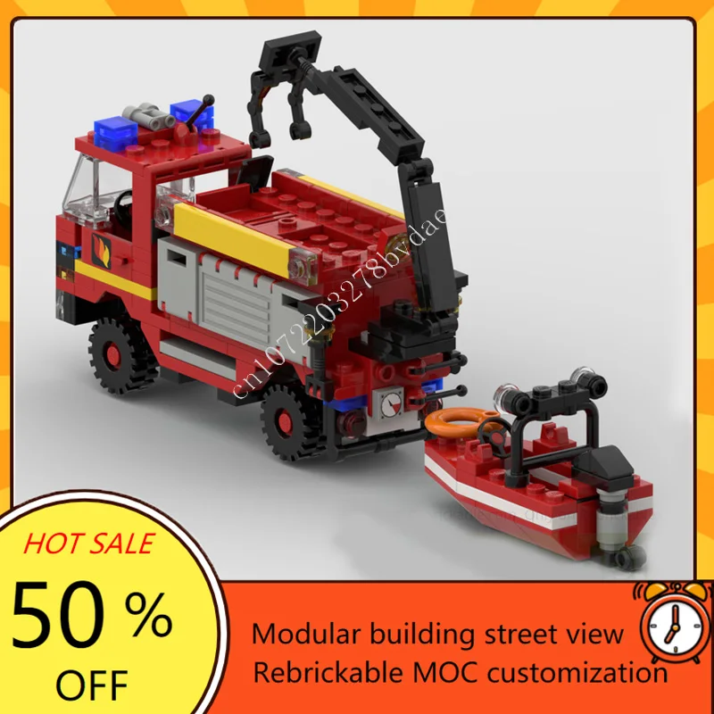184PCS MOC City Transportation Water Rescue Truck Model Custom Puzzles DIY Creative Technology Education Assembly Puzzle ToyGift