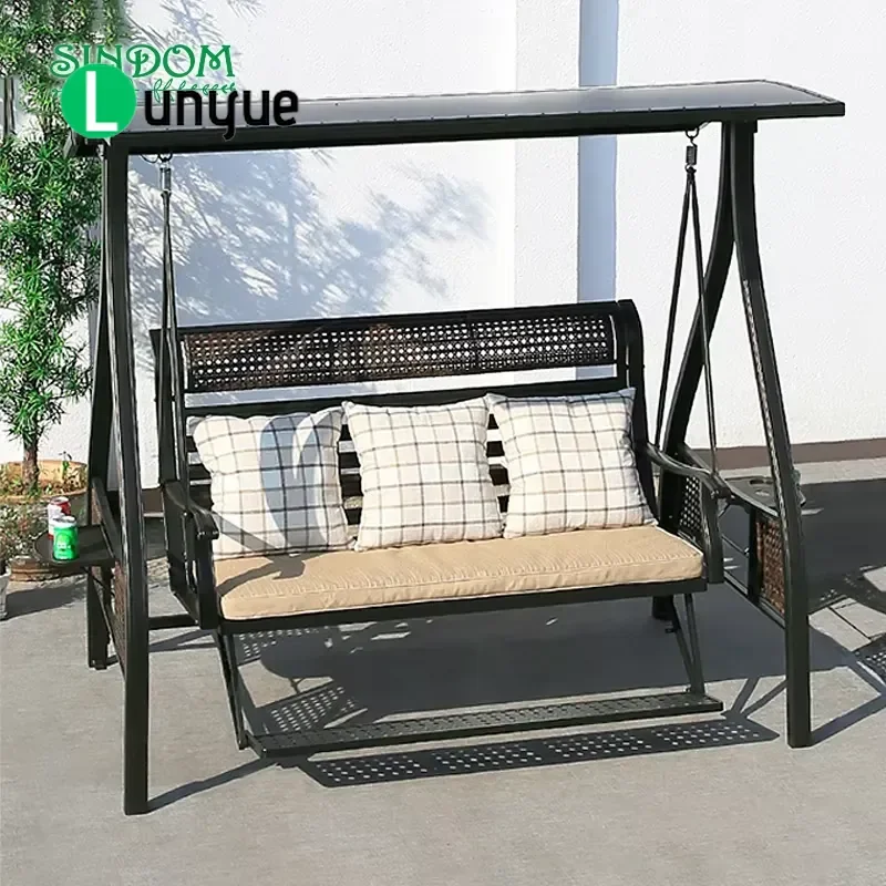 Outdoor Hanging Chair with Footrest and Cushion Leisure Terrace Swing for Garden Patio Backyard Comfortable Relaxing
