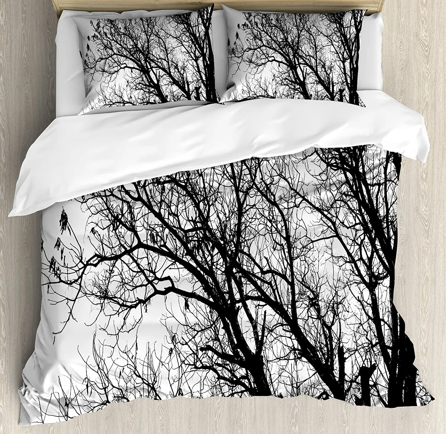 

Nature Bedding Set For Bedroom Bed Home Birds Flying Over Twiggy Tree Branches Stylish Au Duvet Cover Quilt Cover And Pillowcase