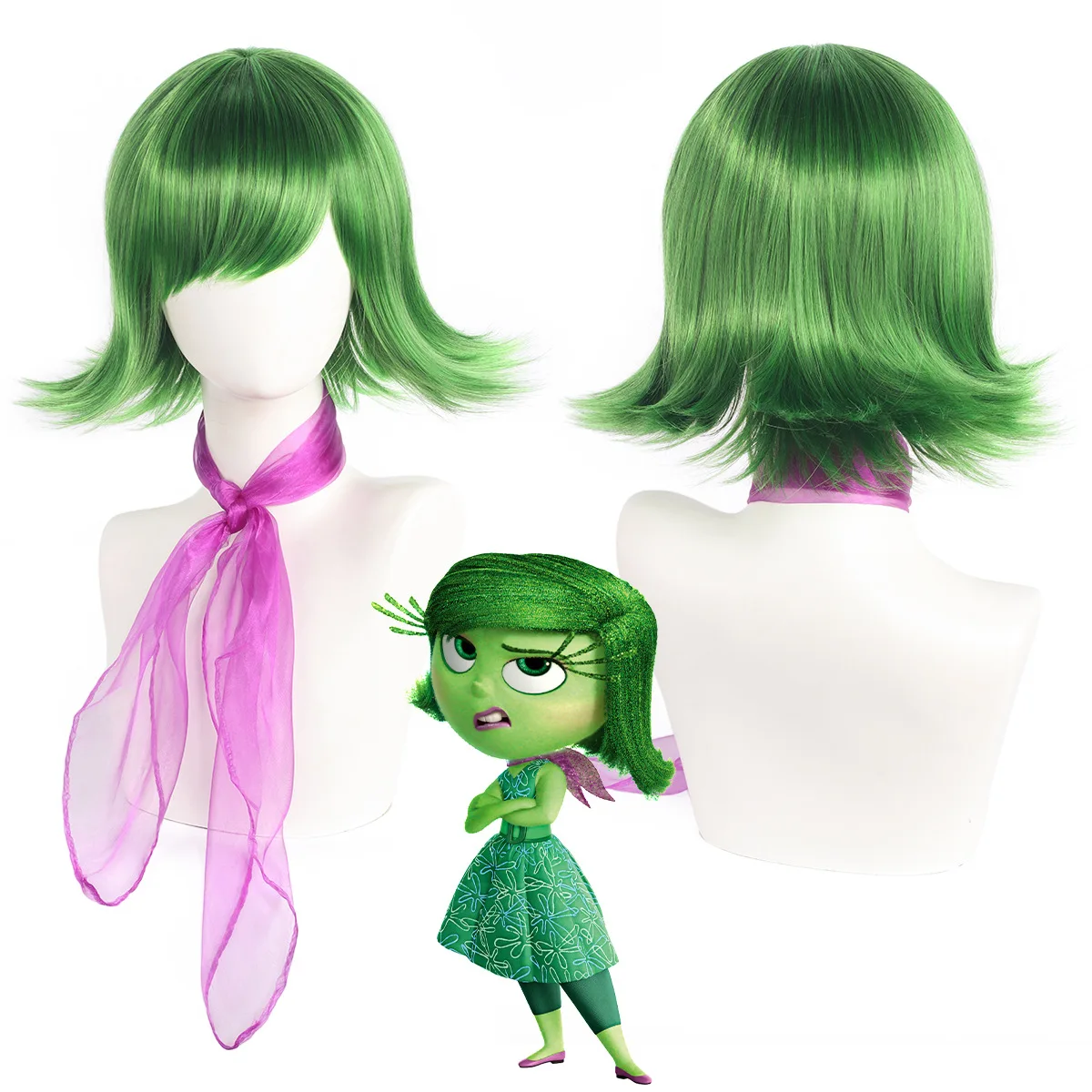 

Short Mixed Green Synthetic Wig Fashion Cosplay Wavy Hairstyle for Women Party Daily Use Costume Hair