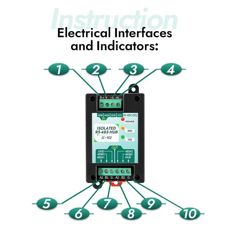 Módulo repetidor Y43A-RS-485 Conversor RS485 Modbus-RTU Comunicação de distância de transmissão de rede estendida