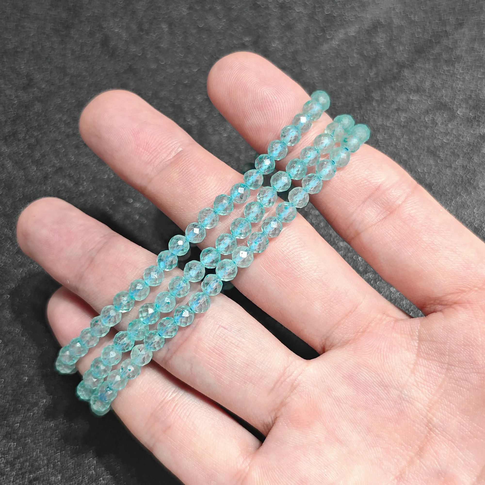 Natural Blue Topaz Bracelet Gemstone Faceted Small Beads Dainty Stackable Sky Blue Crystal Jewelry Present Supply 1 Piece
