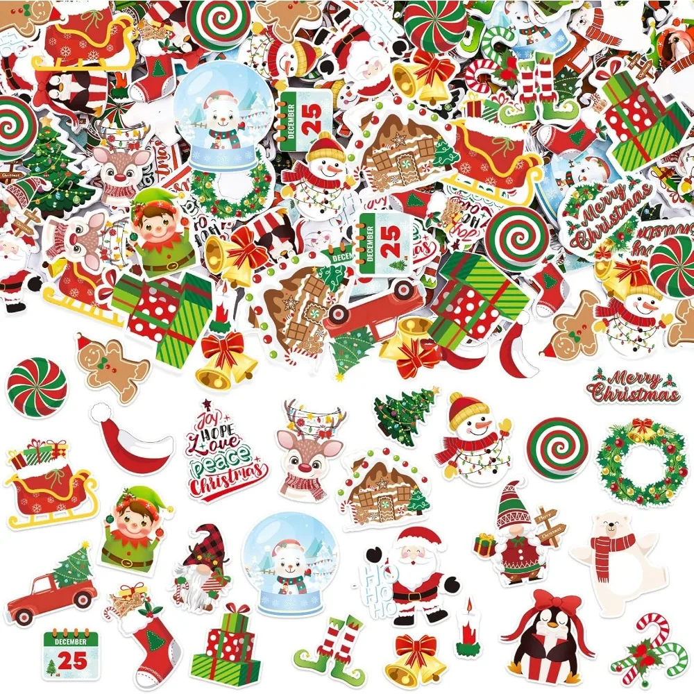 Рождественская наклейка из пенопласта, 300 шт., зимняя оптовая красочная печать, самоклеящиеся пенопластовые наклейки на тему кампуса для детей, Рождество