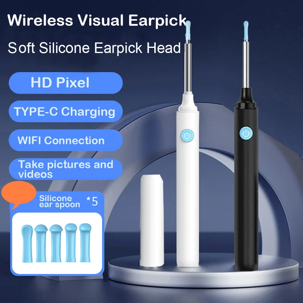 Visual Endoscópica Ear Cera Remoção Câmera, Cuidados Pessoais, Limpeza, Vídeo WIFI, Otoscópio, Endoscópio, Câmera