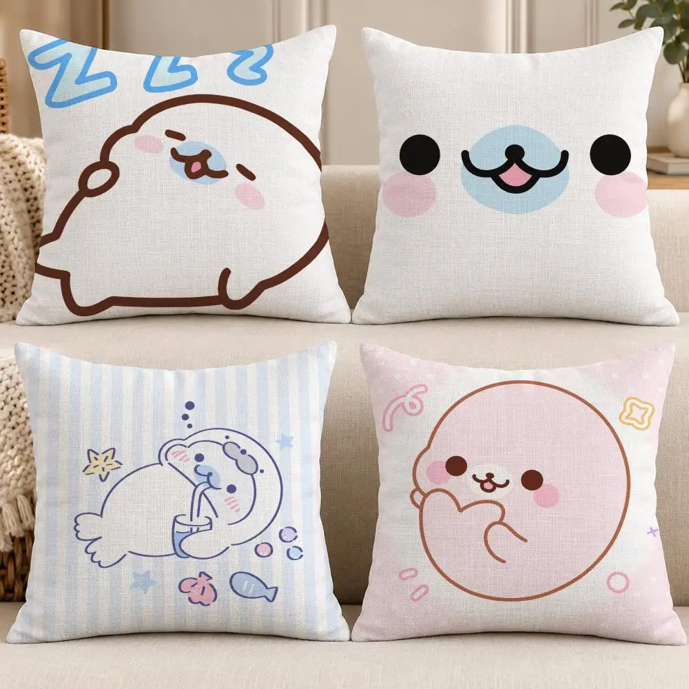 Character Cute M-Mamegoma Seal Cushion Cover Soft Short Cover Washable Sofa Bed Dorm Garden Home Office Chair Decor