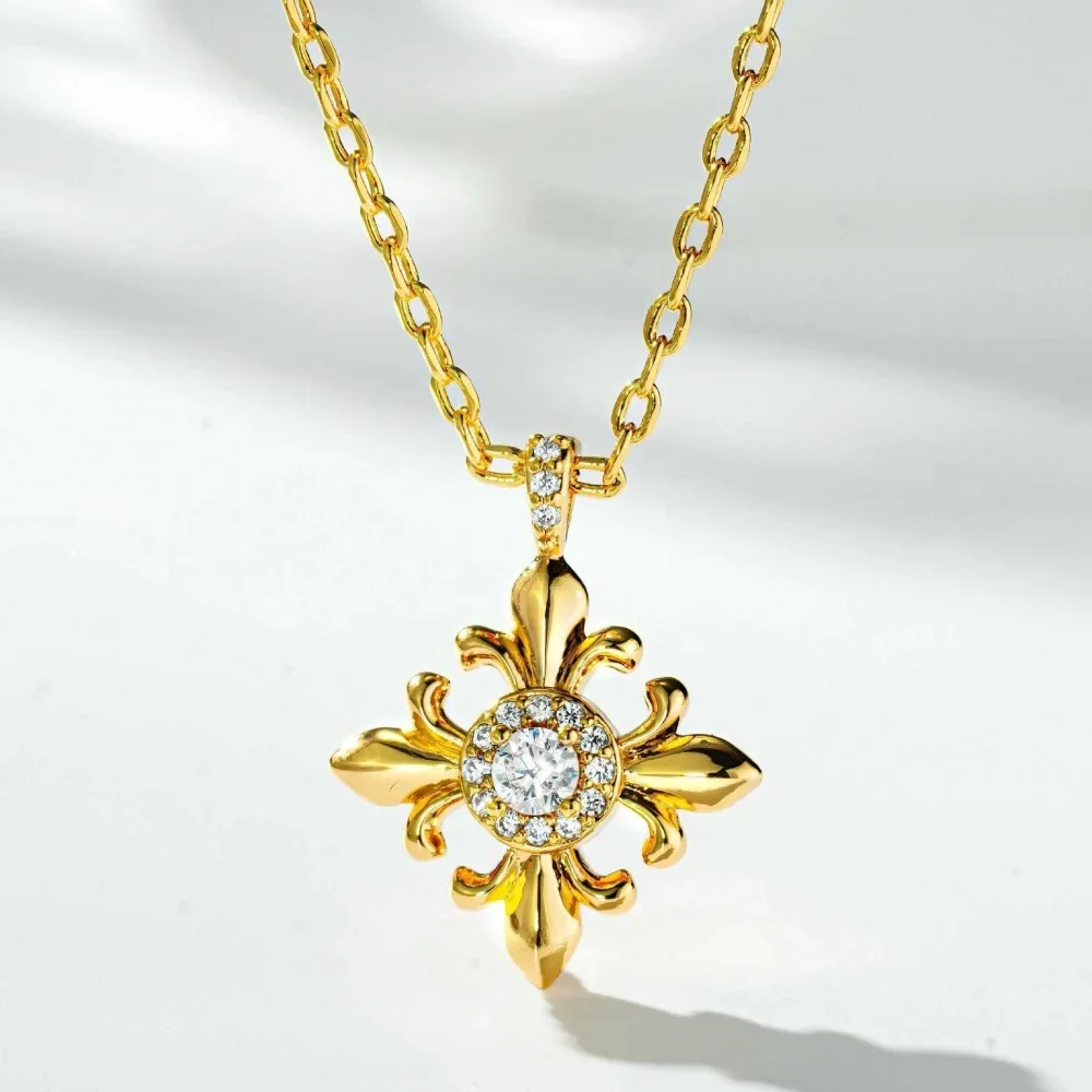 Cross necklace, suitable for both men and women. Classic original packaging. Simple and exquisite iris flower necklace.