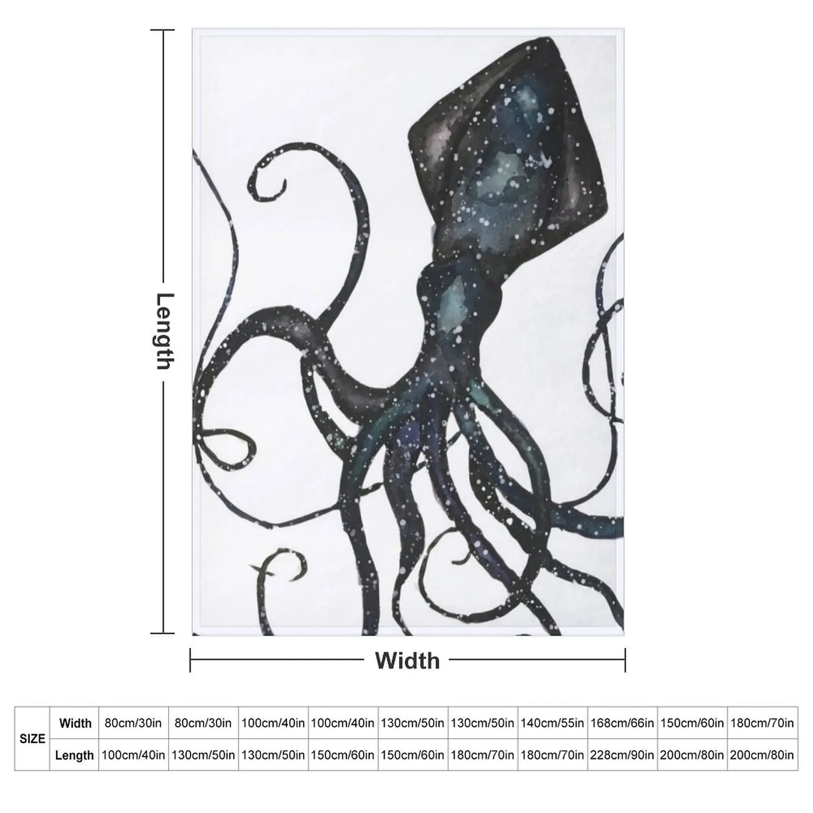 Galaxy Squid Watercolor Throw Blanket couch cozy soft plush fuzzy picnic outdoor blanket
