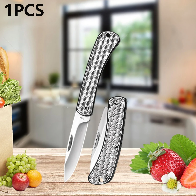 WXCOO Klappbares Obstmesser aus Edelstahl, multifunktionale Küche zum Kochen von Werkzeugen, Haushalts-Obstschäler, Taschenmesser