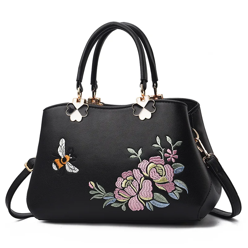 Embroidered Women Bag Vintage Casual Tote Fashion Women Messenger Bags Top-Handle Shoulder Student Handbag Purse Wallet 2022 New