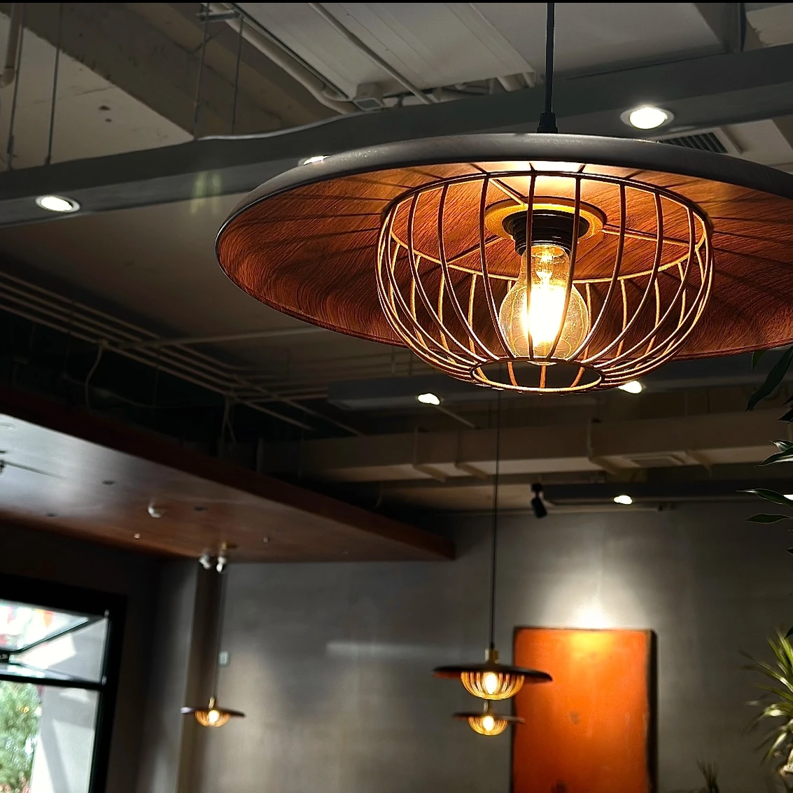 YEBMLP Creative Iron Pendant Lamp Restaurant Bar Cafe Table Walnut Chandelier Indoor Decor Bird Cage Lampshade Hanging Light New