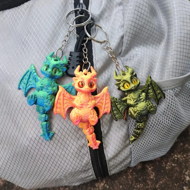 

3D Printed Color Key Rings: Cute Chameleon & Flying Dragon Keychains – Great for Bags, Wallets, Desk Decor & Birthday Gifting