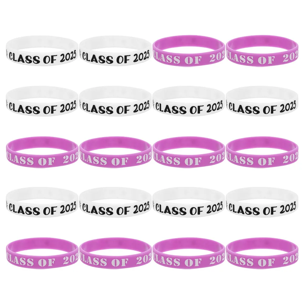 

20 Pcs Graduation Bracelets Kids Wristbands Adjustable Silicone Bands Celebrating Accessories Prom Decorations Long Lasting