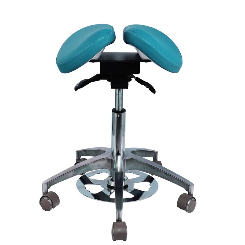 Hospital Dental Assistant Saddle Stool With Foot Pedal Aluminium Alloy Base With Foot Pedal Dentist Stool
