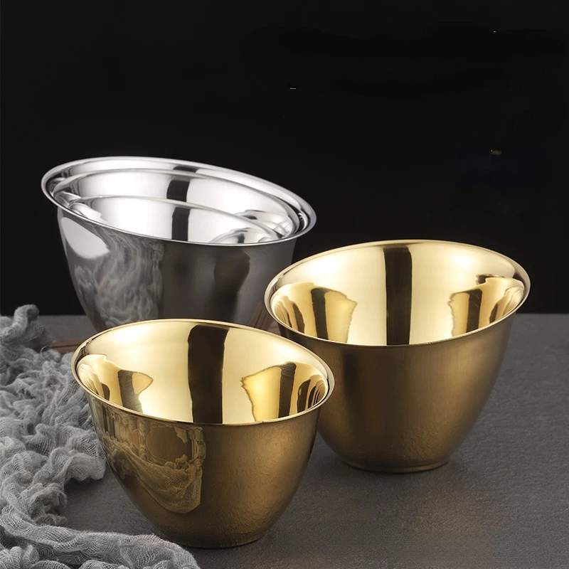 Stainless steel bucket, golden lettuce bucket, salad bowl, seasoning bowl, hot pot restaurant tableware.