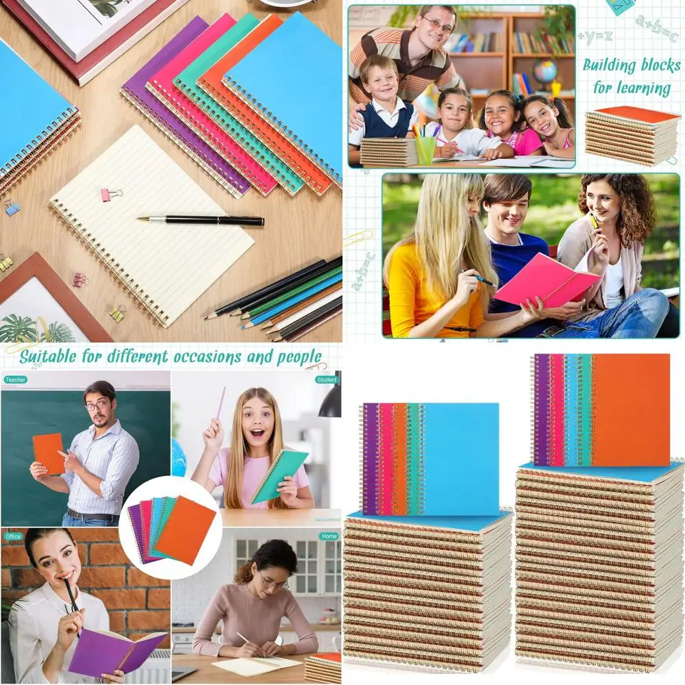 Bulk 100-Count A5 Spiral Notebooks, 8.3x5.5 Inches, College Ruled, 50-Sheet, Wide Ruled Journals, Ideal for School, Office, and