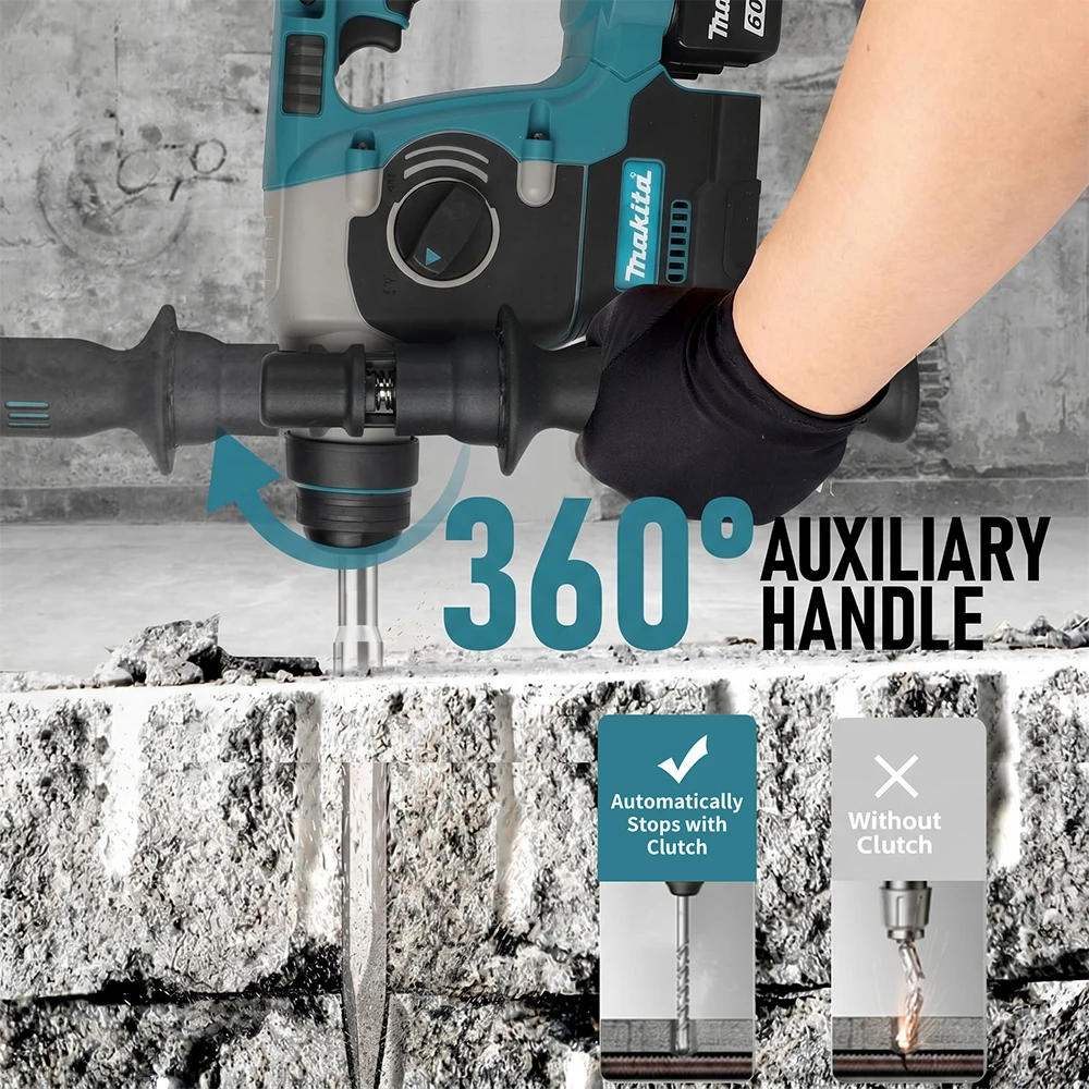 For Makita DCH273 3-mode Rotary Hammer Drill, 2.1J Impact Energy Handheld Power Tool for Wall Renovation Work