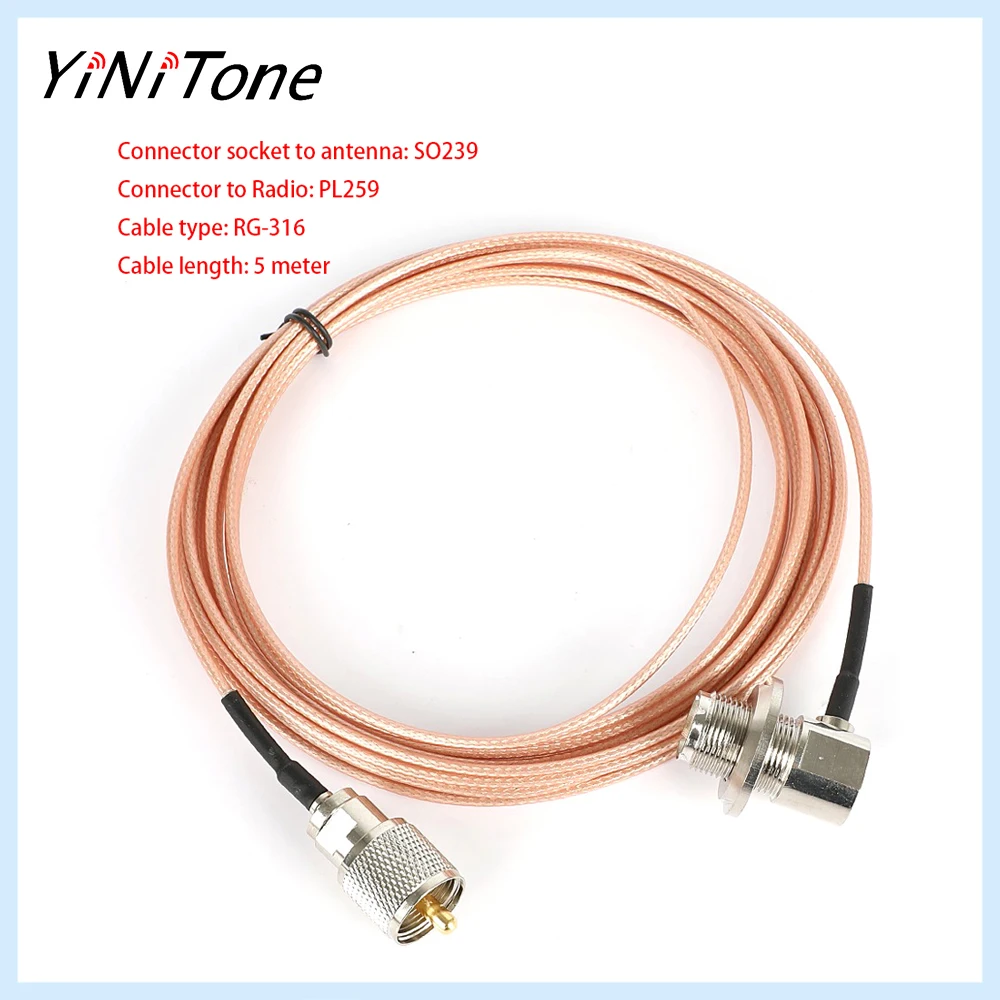 

SC-316 5M Extension Cable PL-259 to SO-239 for Car Radio Kenwood ICOM Yaesu FT-1802 FT-1807 Antenna