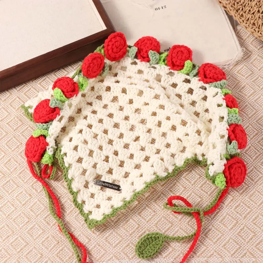 

Sweet Hair Band Knitted Headband Floral Bohemian Triangle Turban Hollow Out Pastoral Crochet Bandana Girls