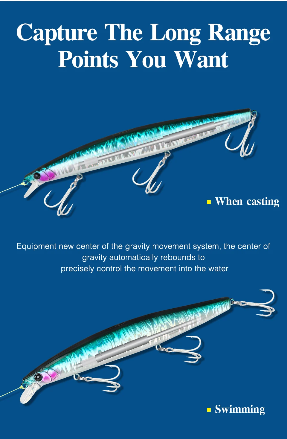 TSURINOYA 160F Ultra-lange Casting Schwimmende Minnow Angeln Köder DW110 STINGER 163mm 31g Meer Angeln Harten köder Piura Seebarsch Köder – Detail 9