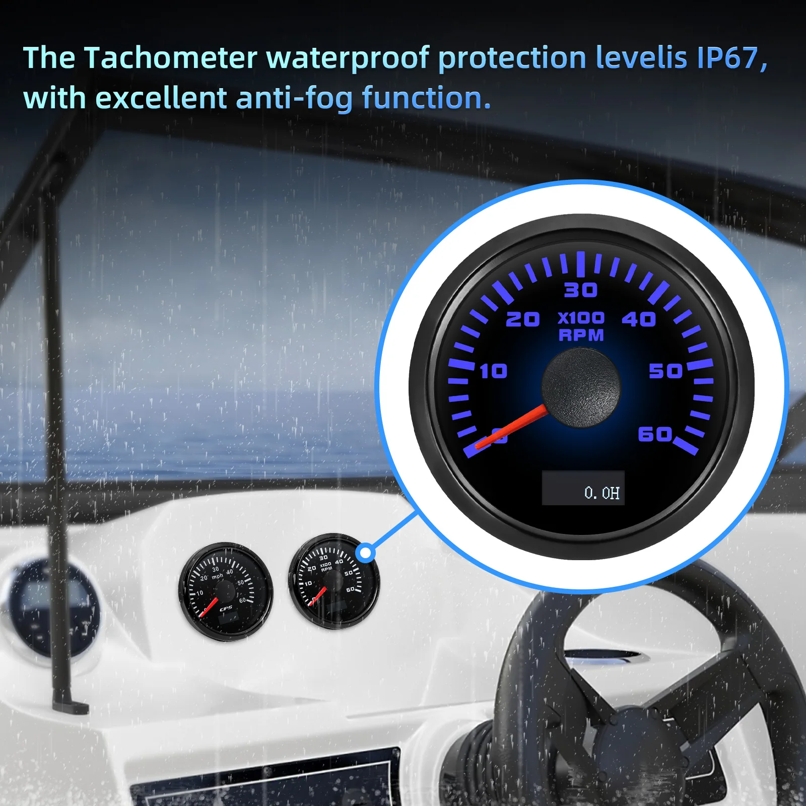3000-8000 دورة في الدقيقة 52 مللي متر مقياس سرعة الدوران 7 ألوان الخلفية 3K/4K/6K/7K/8K دورة في الدقيقة Tacho مقياس ساعة متر للبنزين الديزل سيارة قارب يخت 12 فولت #5