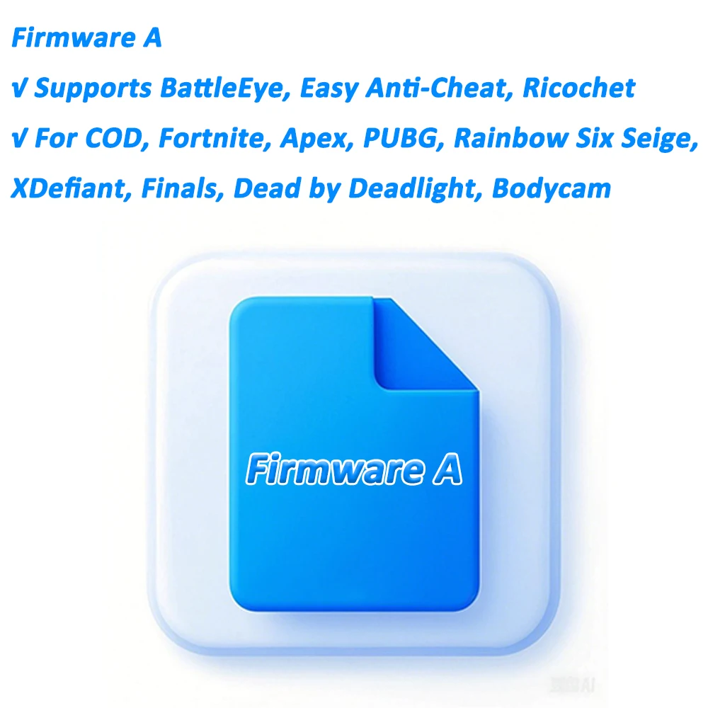 دعم البرنامج الثابت DMA COD، Fortnite، Apex، PUBG، Rainbow Six SeigeXDefiant، نهائيات، Dead by Deadlight، Bodycam، FW لـ DMA 75T