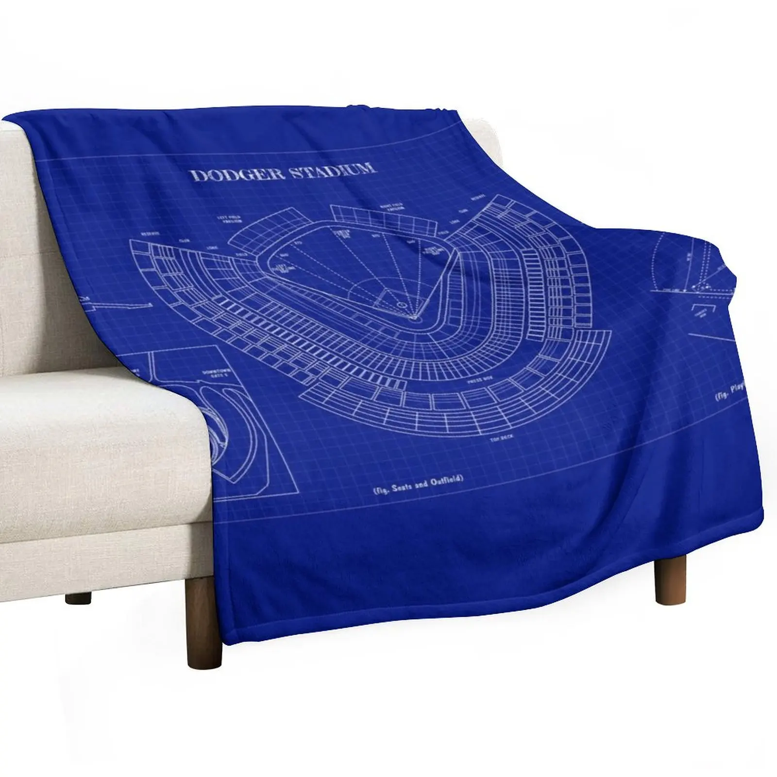 

Dodger Stadium (Blueprint-Dark Blue) Throw Blanket Luxury Throw Winter beds Vintage christmas gifts Blankets