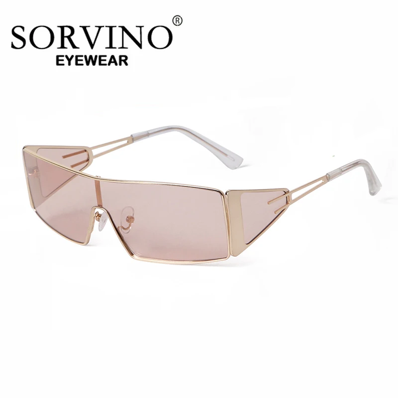 

SORVINO Luxury Brand Designer Shield Sunglasses Women Men Light Tea Outdoor Shades Sun Glasses Steam Punk Style Eyeglasses