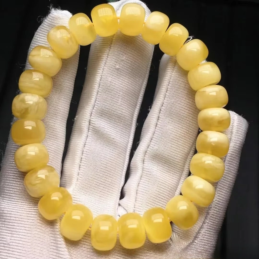 

Natural Russian Amber and Beeswax Old-shaped Bead Bracelet Charm Bracelets for Women Hand Jewelry Accessory Bangle Amber Stone