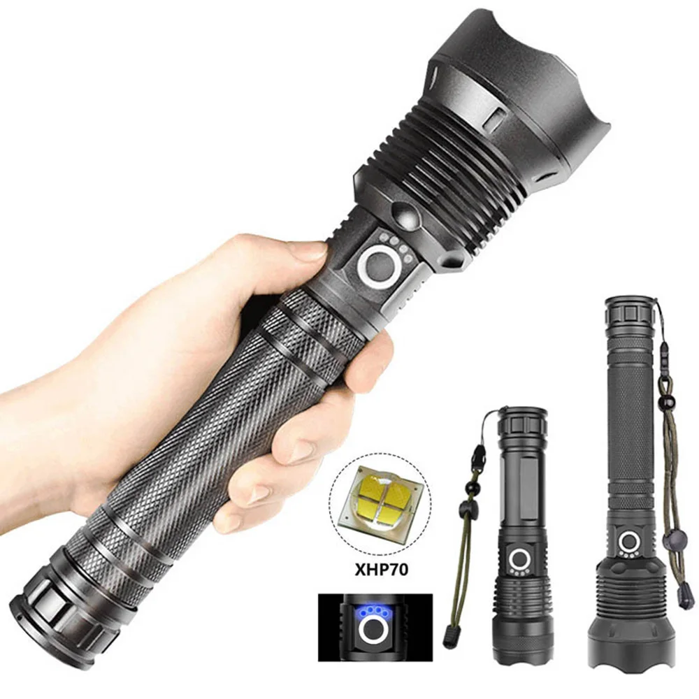 

P50 P70 Strong Light Flashlight Portable Lantern Outdoor Waterproof Emergency Telescopic Zoom High Power LED Rechargeable Lamp