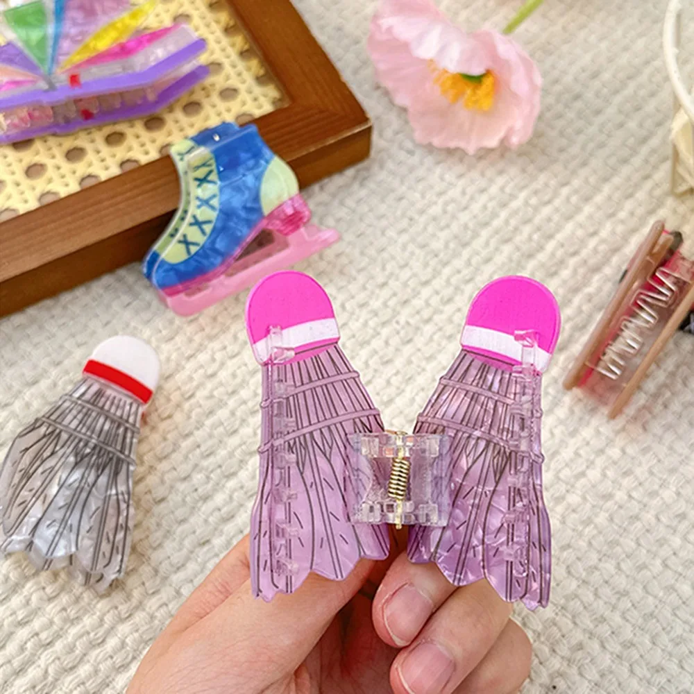 

Cute Simple Badminton Hair Claw PVC Sports Style Roller Skates Shark Clip Korean Style Geometric Book Shape Hair Clip Daily