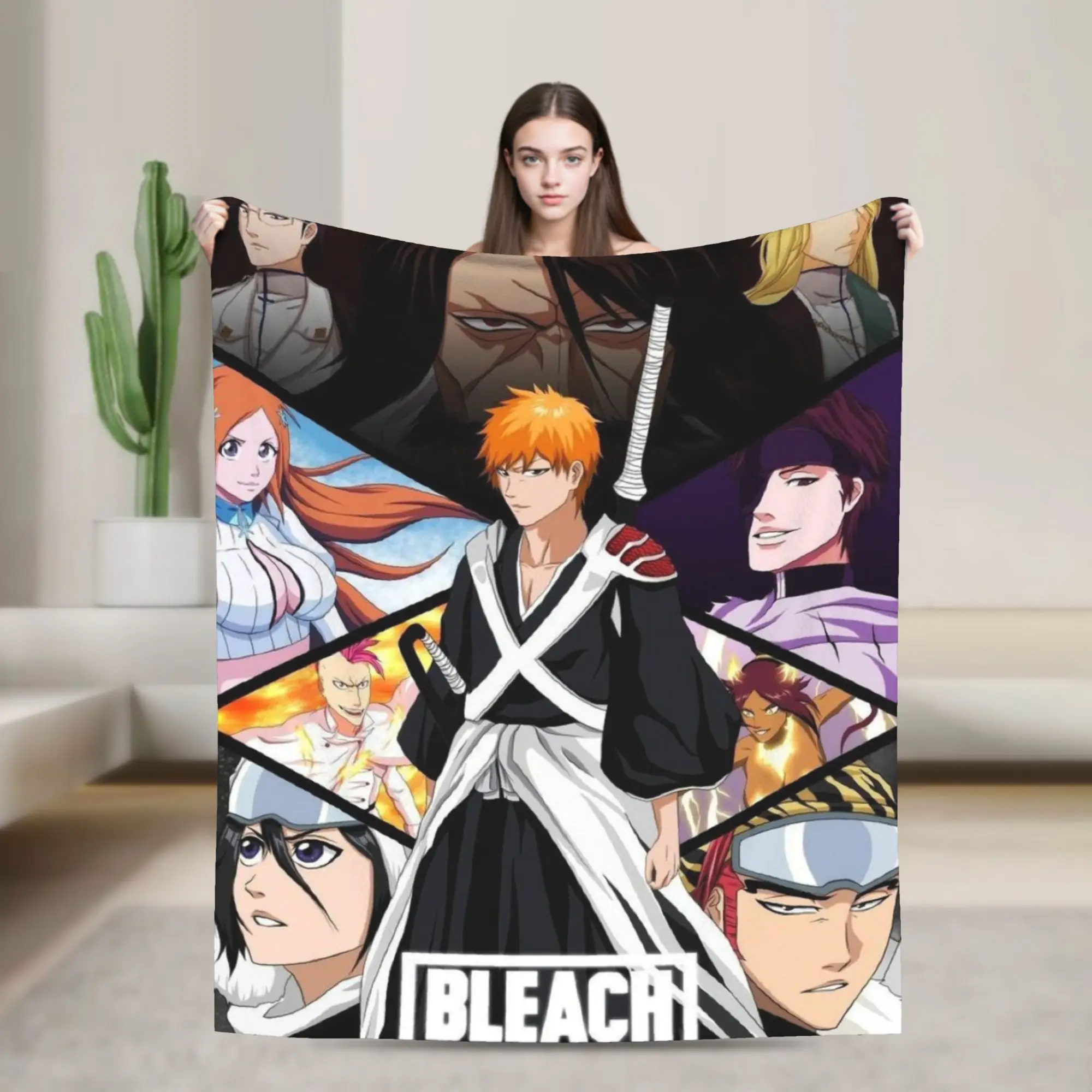 

Отбеленное одеяло с принтом манги Куросаки для мужчин и женщин, супер мягкие теплые пледы для дивана 50x60 дюймов, несколько размеров