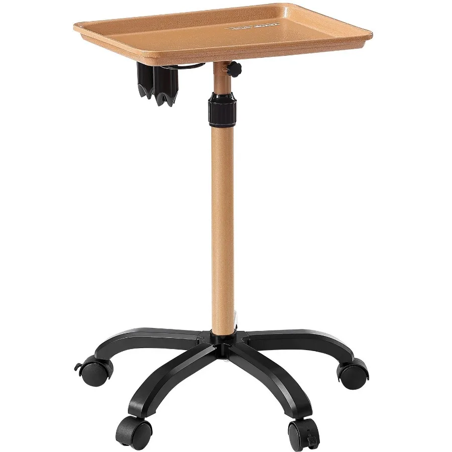 

Salon Tray Cart 3043 Height Adjustable Rolling Salon Tray Coldrolled Plate Tattoo Tray with 5 Wheels 2 Lockable for SPA Barber