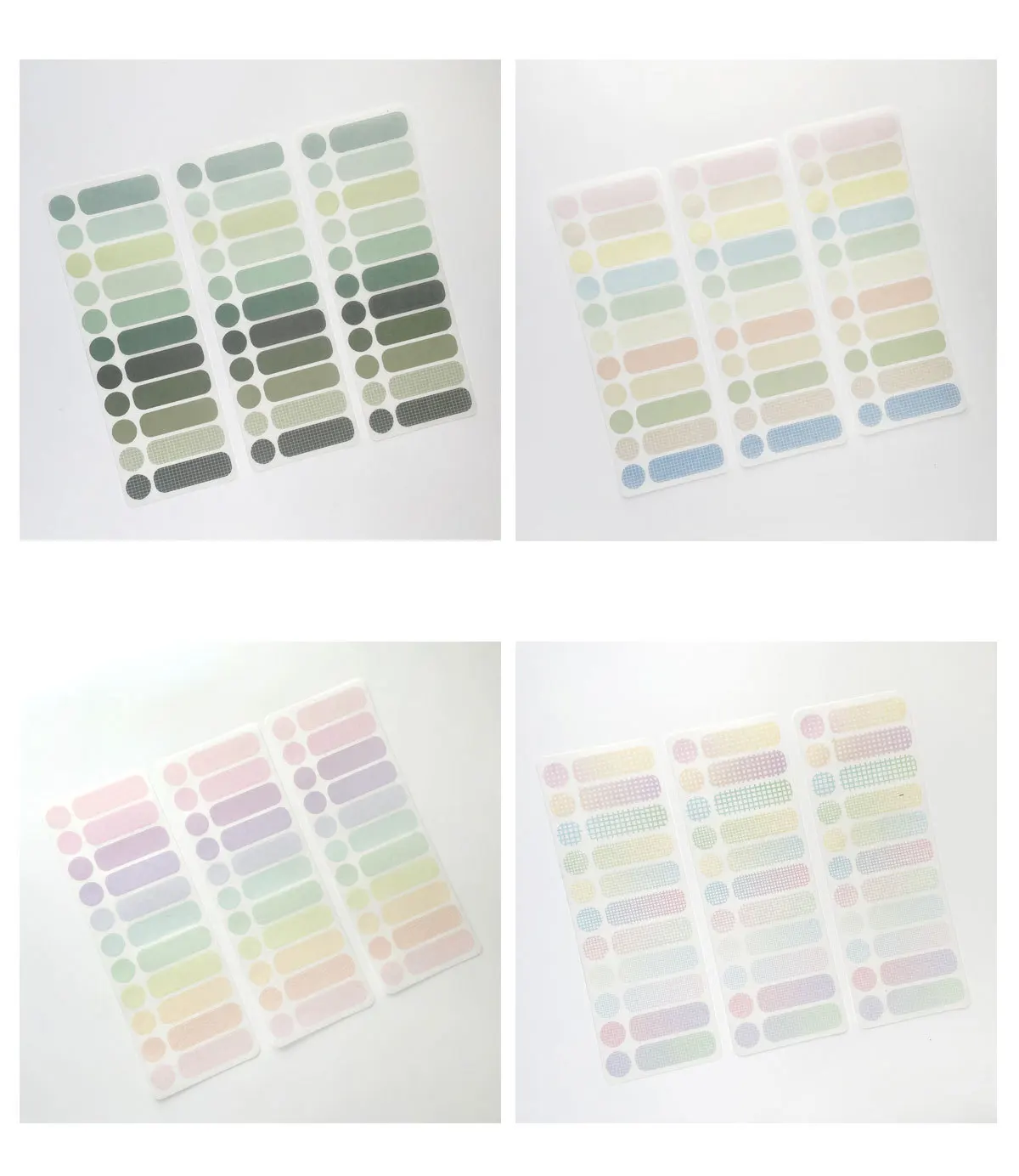 

Solid Color Basic Washi Stickers Minimalist Grid Label Sticky Notes DIY Scrapbooking Journal Decor 3 Sheets