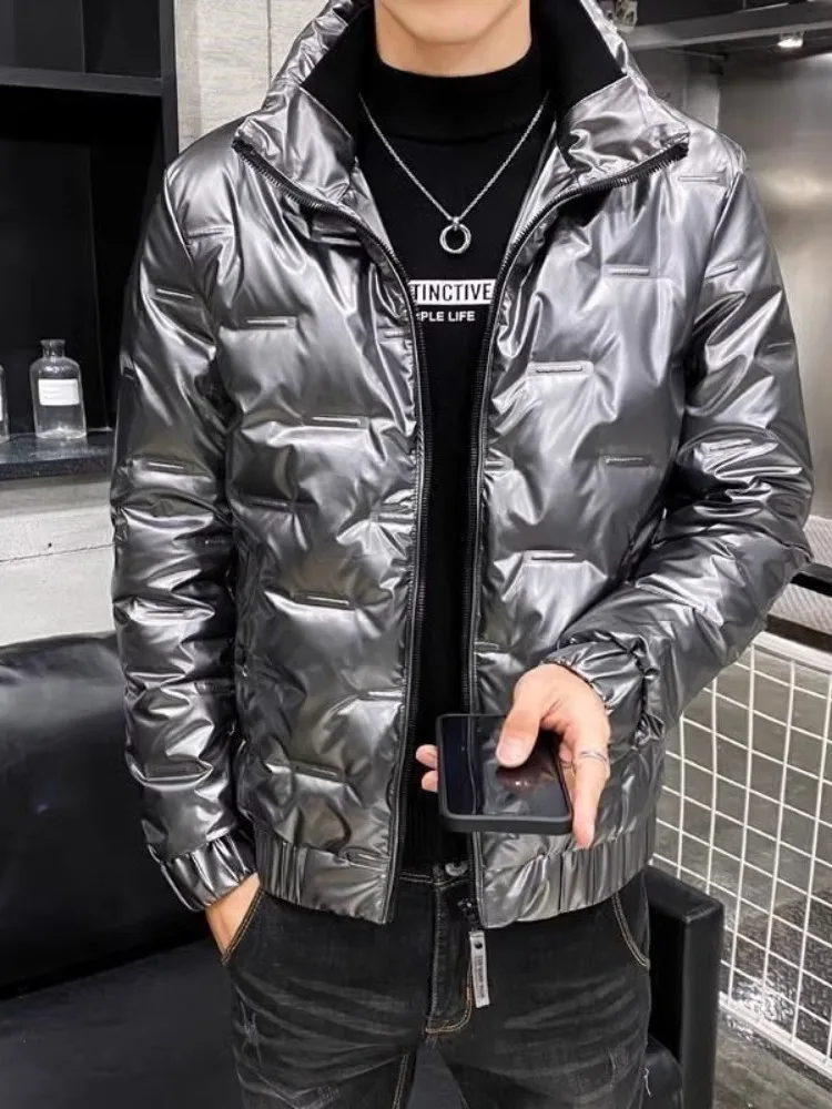 Jaet de algodón Thiened para hombres Ropa de abrigo de invierno cálida Sli Color puro para jóvenes Ropa de abrigo de otro material