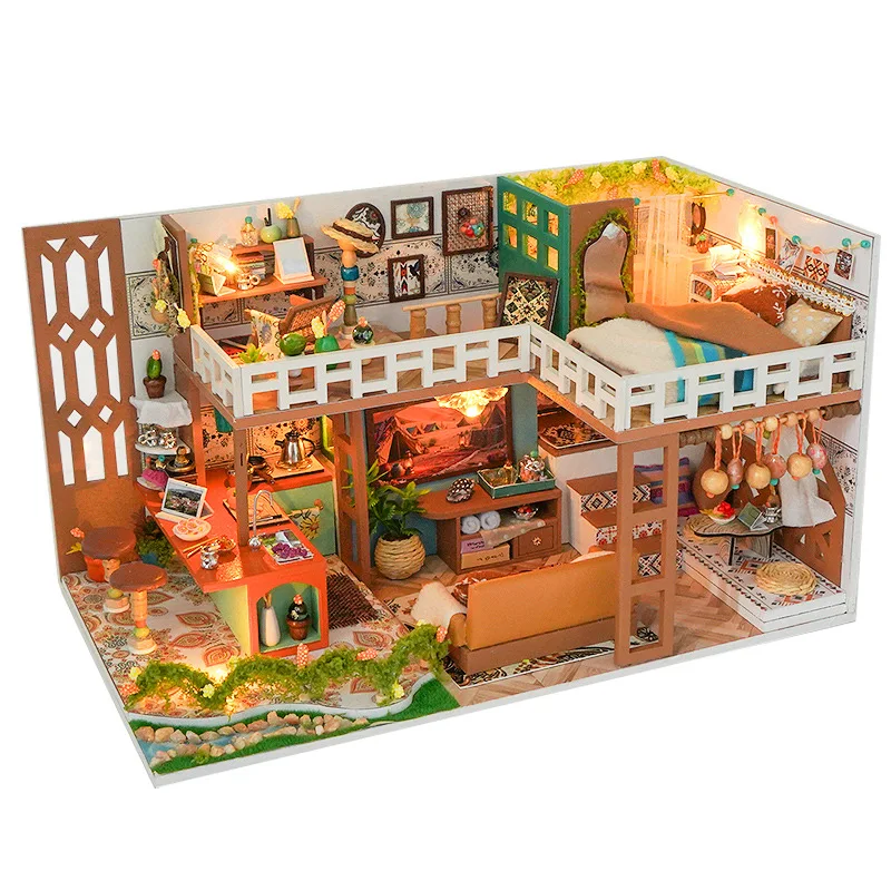 

New Diy Doll House Wooden Casa Roombox Dollhouse With Furniture Light Home Handmade Assembly Miniature Toys Birthday Gifts