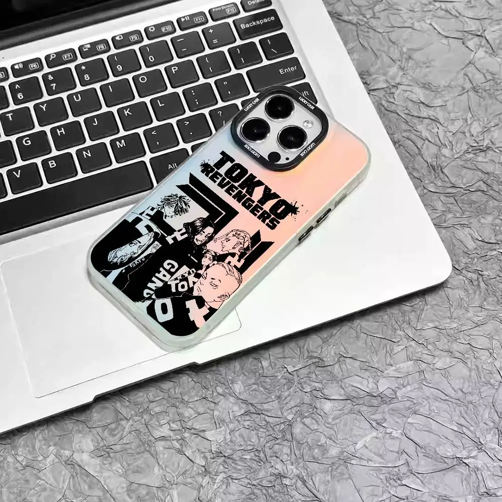 Coque de téléphone dessin animé t-tokyo vengeance-s, 1 pièce, Laser IMD couleur argent, coque pour IPhone 17 16 15 14 13 12 11 Air Pro Max Plus