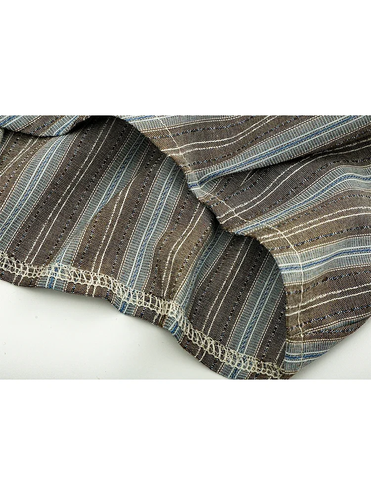 Women Striped Shirts Blouses Vintage Harajuku 90s Aesthetic Y2k 2000s Elegant Polo-Neck Long Sleeve Shirts 2000s Clothes Autumn