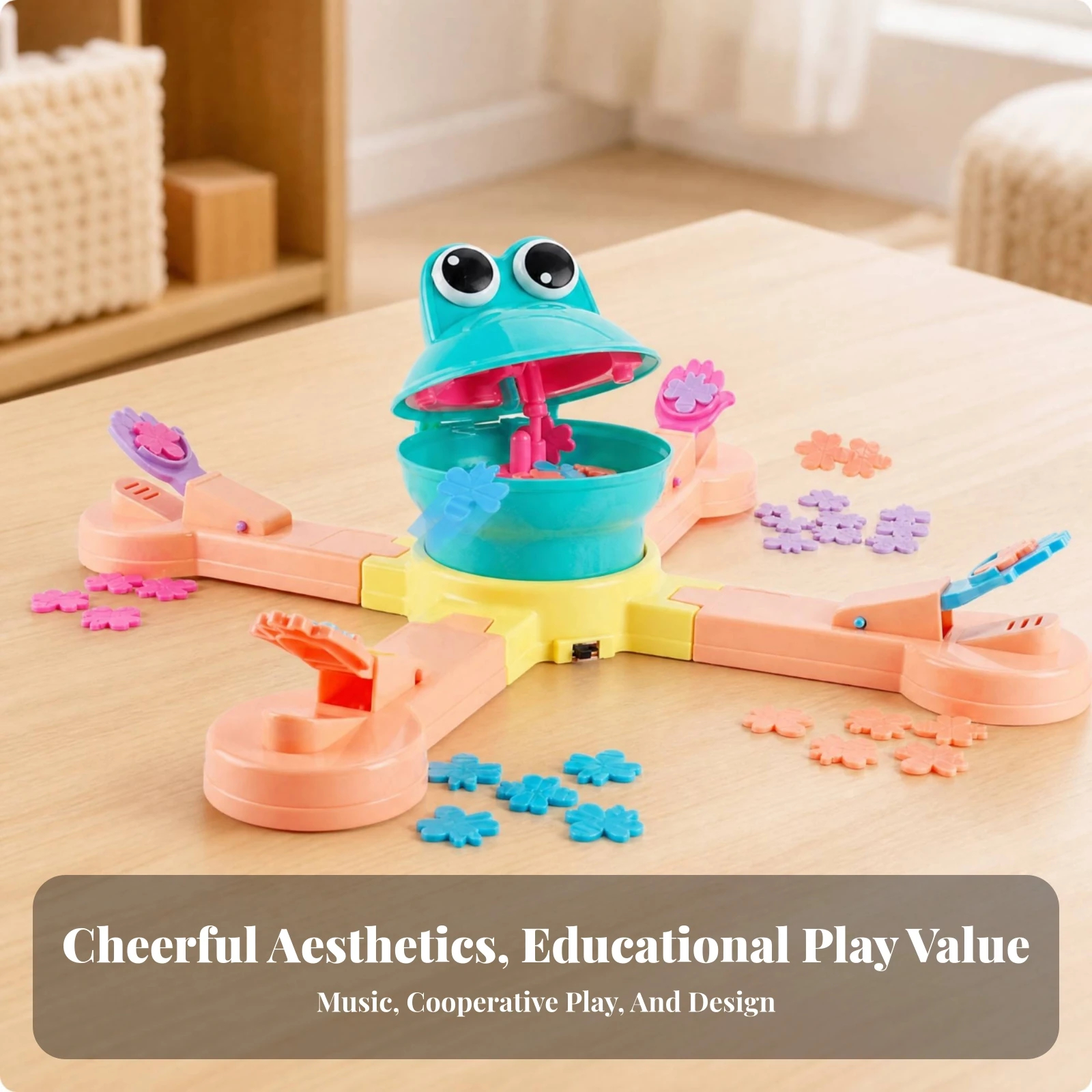 Frog Feeding Game with Music Hands-on Frog Eating Bugs Game Hand-Eye Coordination Fun for Kids, Playdates, Indoor Activity