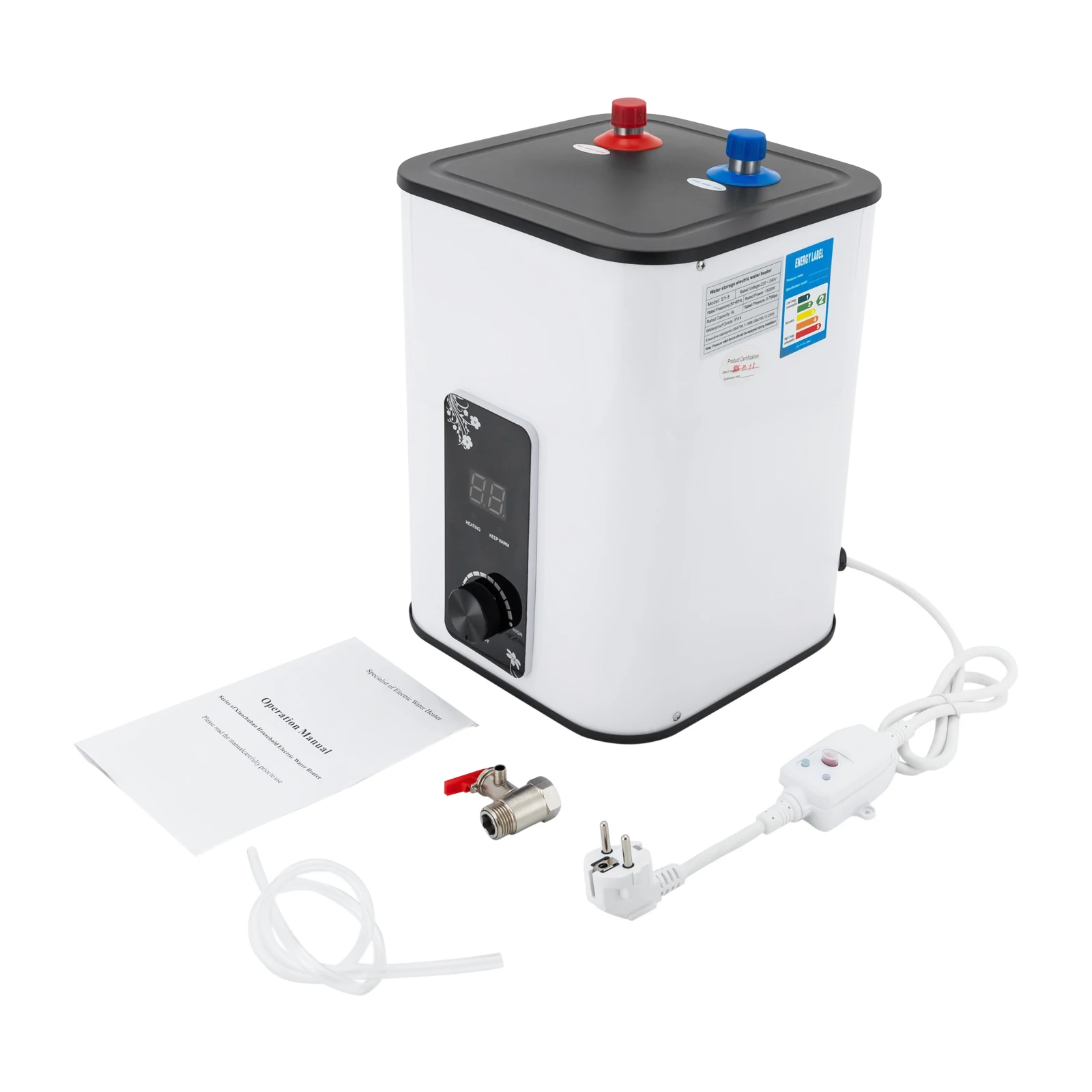 1500-W-Elektro-Mini-Warmwasserbereiter, sofort einsatzbereites Warmwassersystem mit 1,76-Gallonen-Tank für Küchen, Schränke, Wohnmobile, Bars – Detail 10